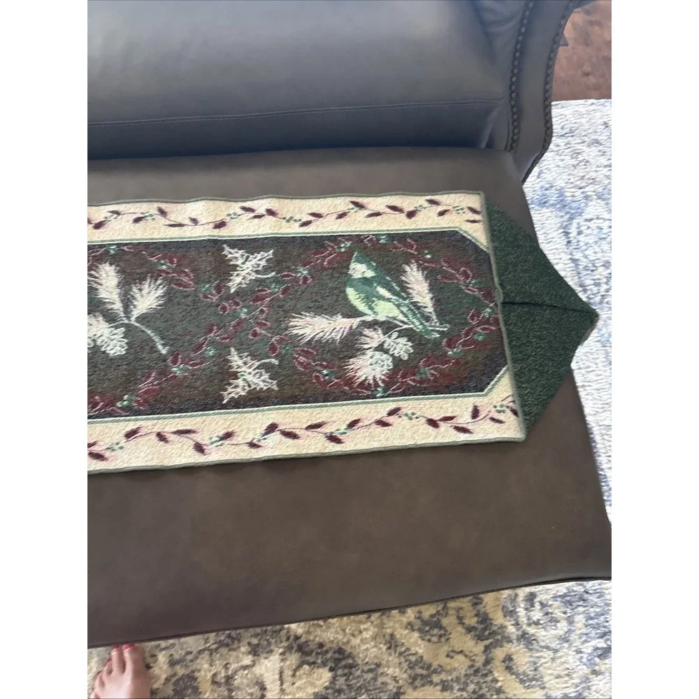 Vintage Christmas Holiday Tapestry Table Runner Cardinals Wintersong 72